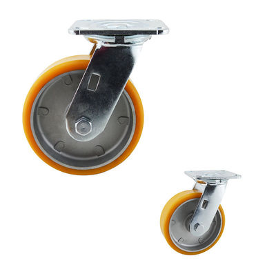 buy ISO9001 Orange Color 6 Inch 400kg Flat Tread PU Casters online manufacturer