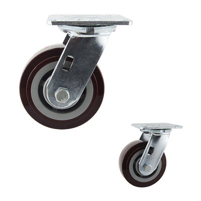 China OEM Dark Red Polyurethane Wheel 230kg 5 Inch Swivel Casters