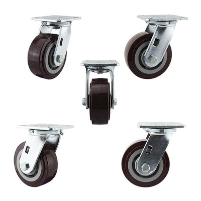 OEM Dark Red Polyurethane Wheel 230kg 5 Inch Swivel Casters