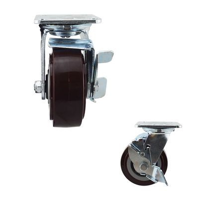 Polyurethane 506LBS Side Lock Swivel Wheels With Ball Bearing