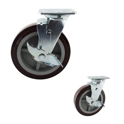 China Polyurethane 660LBS 8 Inch Side Brake Heavy Duty Casters