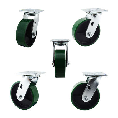 2 Inch Industrial Green PU Heavy Trolleys Swivel Wheel With Ball Bearing