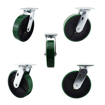 China Vintage Industrial Casters 540kg Capacity Green PU 8 Inch Trolley Swivel Casters Wheels