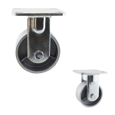 China 100mm 200kg Silver Cast Iron Rigid Caster Wheels For Table Furniture