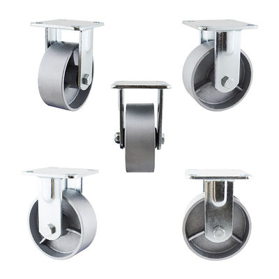 China 5 Inch Silver Furniture Roller Bearing Fixed Wheel Castors