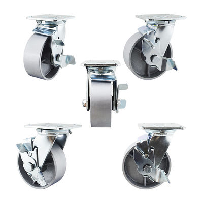 125mm Cast Iron 506LBS Capacity Side Brake Heavy Duty Table Casters Wheels