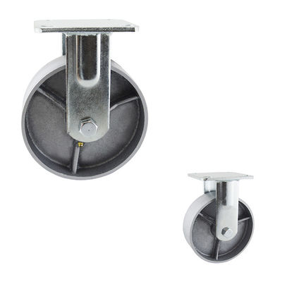 China OEM 6x2 Inch Solid Silver Wheel Heavy Duty Fixed Cast Iron Casters