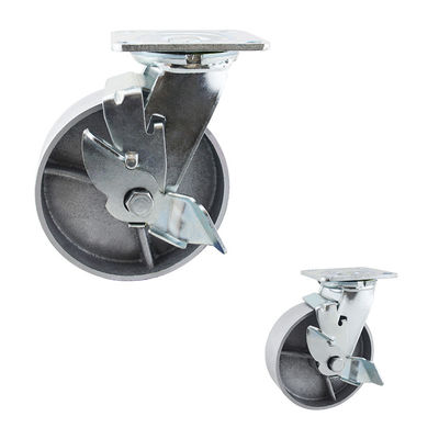 China Top Plate Steel Wheel 280kg Capacity Side Lock 150mm Castor Wheels