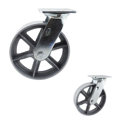 China 8 Inch Big Diameter 660LBS Load Capacity Cast Iron Hollow Swivel Plate Caster