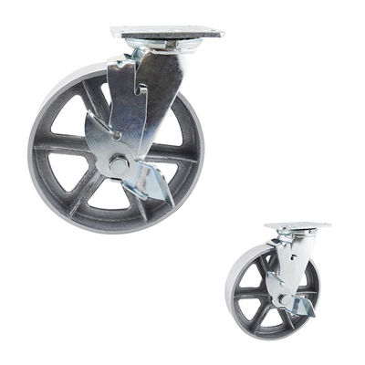 China 8x2 Inch Cast Iron 300kg Capacity Hollow Swivel Lock Heavy Duty Casters