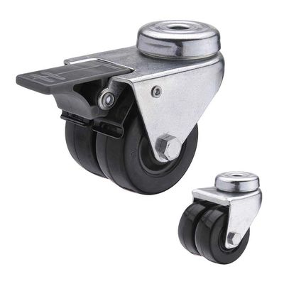China 50mm Diameter Twin Locking Swivel Bolt Hole Hard Rubber Caster Wheels