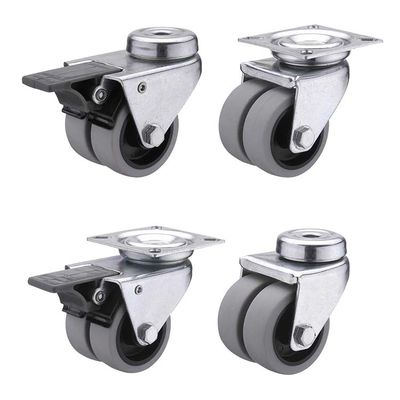 China 75MM Rotating 80kg Load Capacity Bolt Hole TPR Casters With Lock