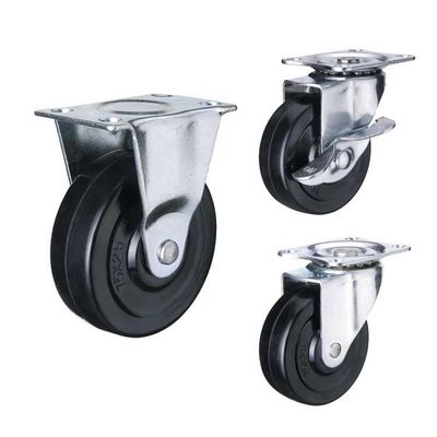 China 3" Rubber Wheel Black Color Rigid Plate Light Duty Casters