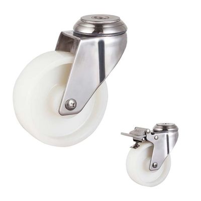 buy 4 Inch White Nylon Solid Bolt Hole Rotating Head Medium Duty 304SS Steel Swivel Casters online manufacturer