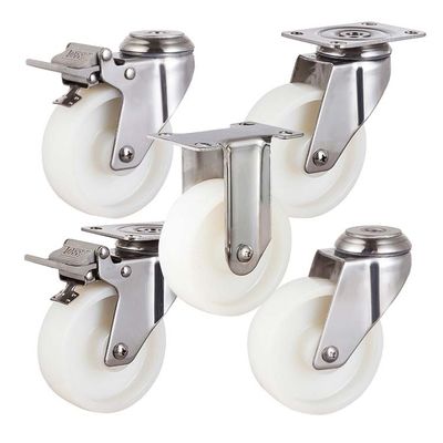 Solid  4 Inch Wheel Threaded Stem Rotating Trolley Wheels