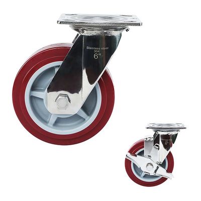 150mm Silent Wheel Heavy Duty Sidelock 304SS Swivel Plate Caster Wheels