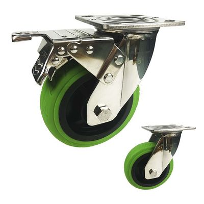 China 150x50mm Soft Wheel Heavy Duty Swivel Type Double Lock 304SS TPR Stainless Steel Casters