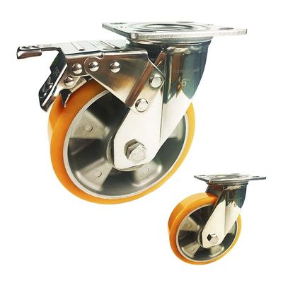 China 6" Diameter 770LBS Capacity Swivel Brake Aluminium PU Wheel Casters
