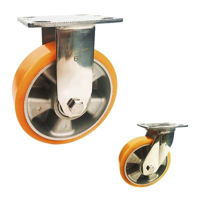 China 770LBS High Capacity 304SS Aluminium PU 6 Inch Castor Wheels