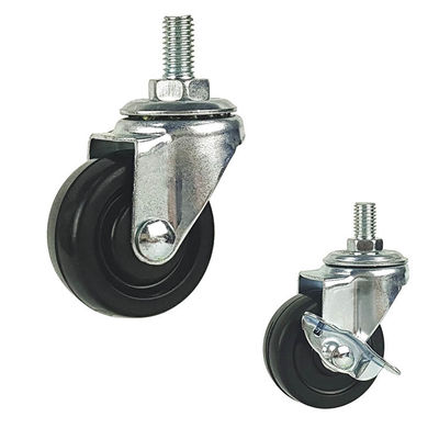 China 50mm Size Rubber Wheel Light Duty Casters Threaded Stem