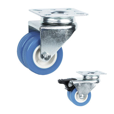 China 2" Twin Wheel PVC Blue Color Light Duty Swivel Casters For Home Appliances