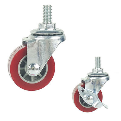 China 2.5 Inch PU Swivel Threaded Stem Furniture Trolley Wheels