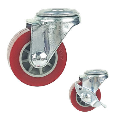 China Logo Customizable 3 Inch PU Swivel Bolt Hole Caster Wheels For Desks