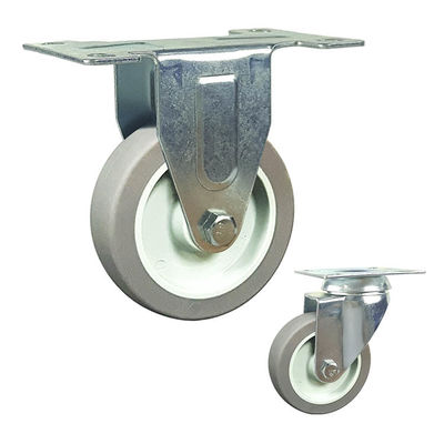 China Heavy Duty Grey TPR Caster Wheels Silent Swivel Plate Casters Zinc Plated Finish