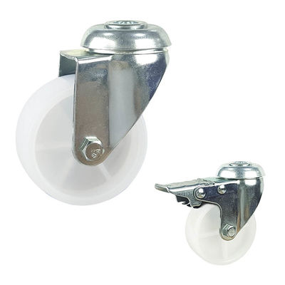 White Threaded Stem Rotating Head 4 Inch Caster With Pressed Bracket