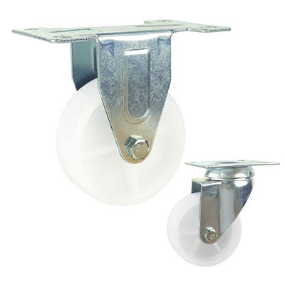 White Threaded Stem Rotating Head 4 Inch Caster With Pressed Bracket