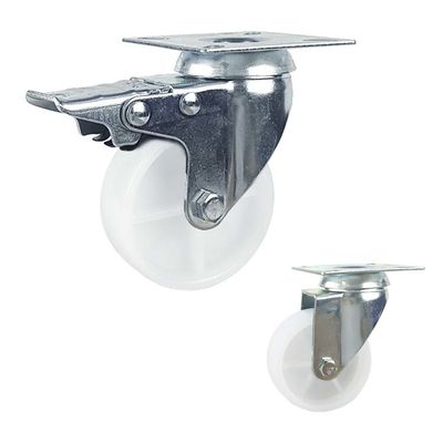 75mm Diameter PP Wheel Bolt Hole Rotating Head Light Duty Casters