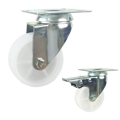 China 100mm White Plastic Solid Wheel Light Duty Casters Square Plate Swivel Head