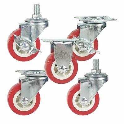China 88LBS Capacity Swivel Type Light Duty Casters Red color