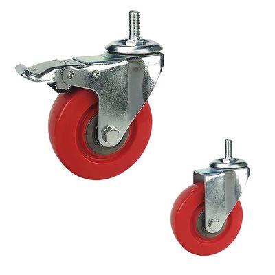 China 125mm Diameter 220LBS Capacity Swivel Threaded Stem PVC Caster Wheel With Total Locks