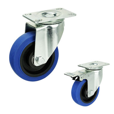 China 4" Blue Wheel Soft TPR Swivel Plate Medium Duty Trolley Casters Wholesales China
