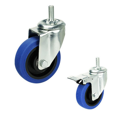China 100mm Diameter Blue TPR Trolley Casters Wheel With M12x30mm Threaded Stem
