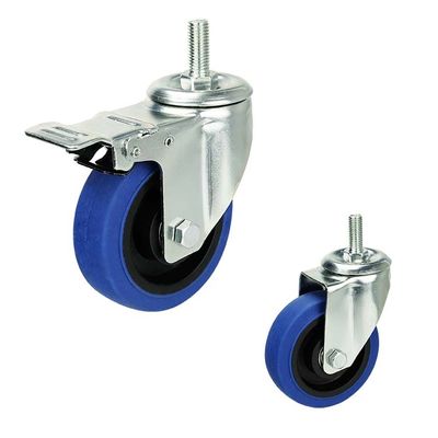 China 4In Quiet Lockable TPR Trolley Medium Duty Casters With M12x30mm Threaded Stem