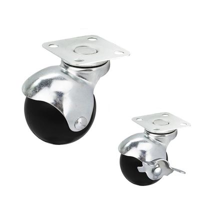 China 55lbs 2'' Black PP Ball Casters With Swivel Plate For Furniture