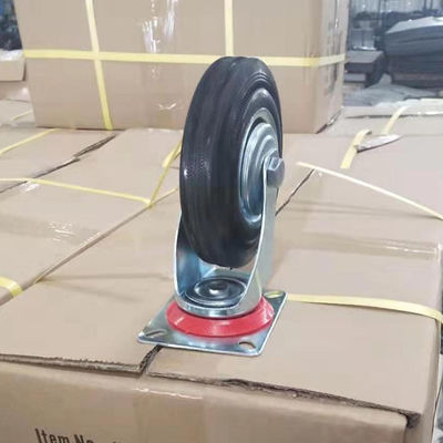250mm Rubber Casters 10 Inch Black Wheel Bolt Hole Type Swivel Brake Castors