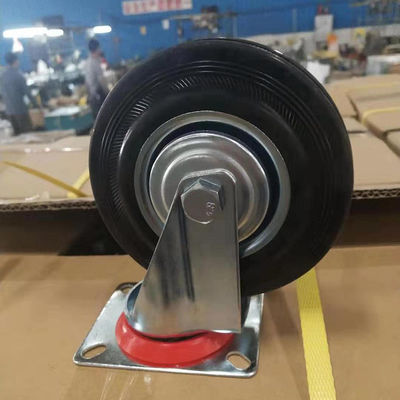 China 4 Inch Solid Rubber Casters Swivel Locking Threaded Stem Caster Wheels With Covers