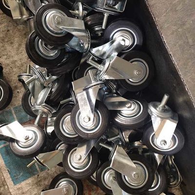 China 85mm Rubber Casters Swivel Threaded Stem 110lbs Capacity