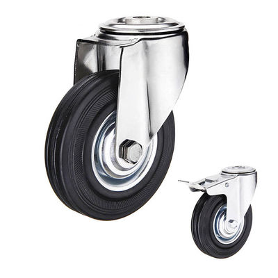 Soft 5" Rubber Casters Black Wheel Swivel Stem 176lbs Capacity