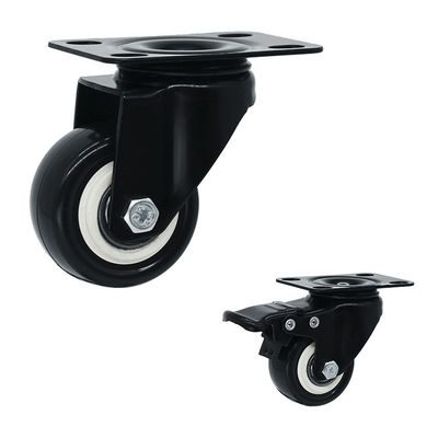 China 2 Inch Black PVC Wheel Soft Swivel Plate Casters Of Light Duty For Furniture