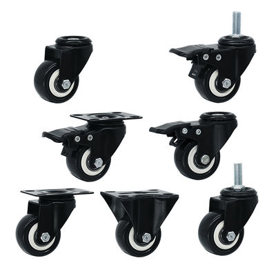 2 Inch Black PVC Wheel Soft Swivel Plate Casters Of Light Duty For Furniture