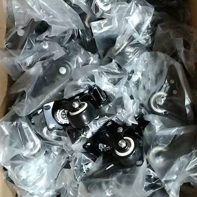 2" Silent Wheel Black PVC Light Duty Casters Swivel Lock Bolt Hole Castors For Small Trolleys