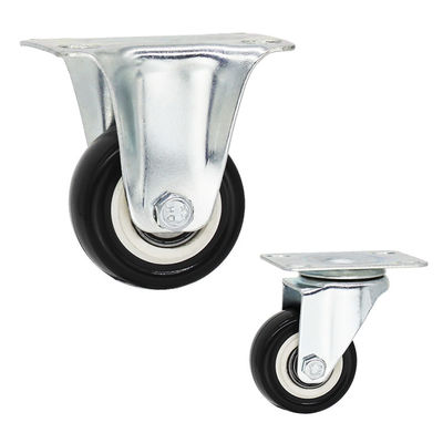 China PP Core Rigid Wheel 2" Fixed Plate Soft Light Duty Casters For Small Trolleys