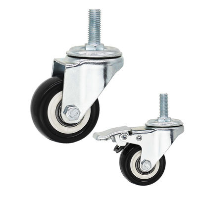China Small Trolley Wheels Soft PP Core PVC Casters 2" Threaded Stem Swivel Castors