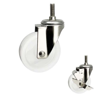 China 100mm Stainless Steel Casters White Nylon Threaded Stem Swivel 242lbs Load