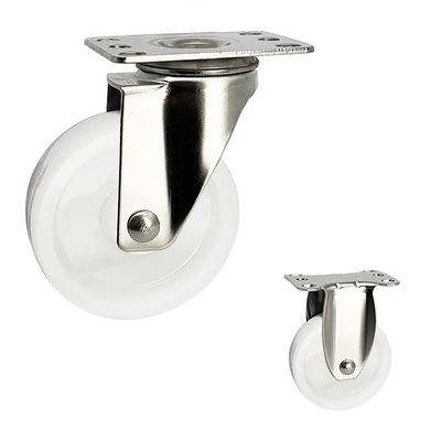 China 4 Inch White Stainless Steel Casters Solid Nylon Plate Type Swivel