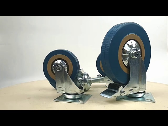Blue pvc light duty casters show
